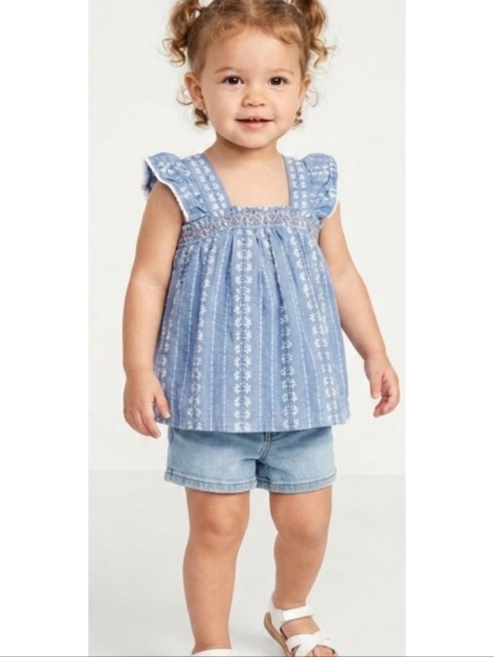 Art Class Floral Embroidered Tank Blue Size 2T